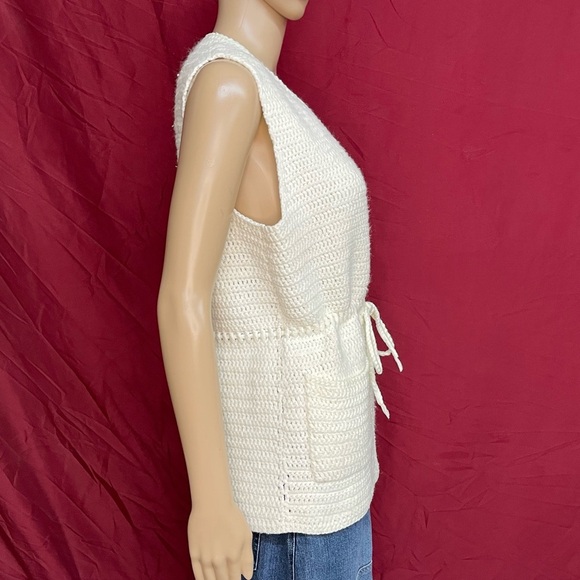 Vintage 1970's Handmade Crochet Vest With Pockets Medium/Large - Picture 3 of 5